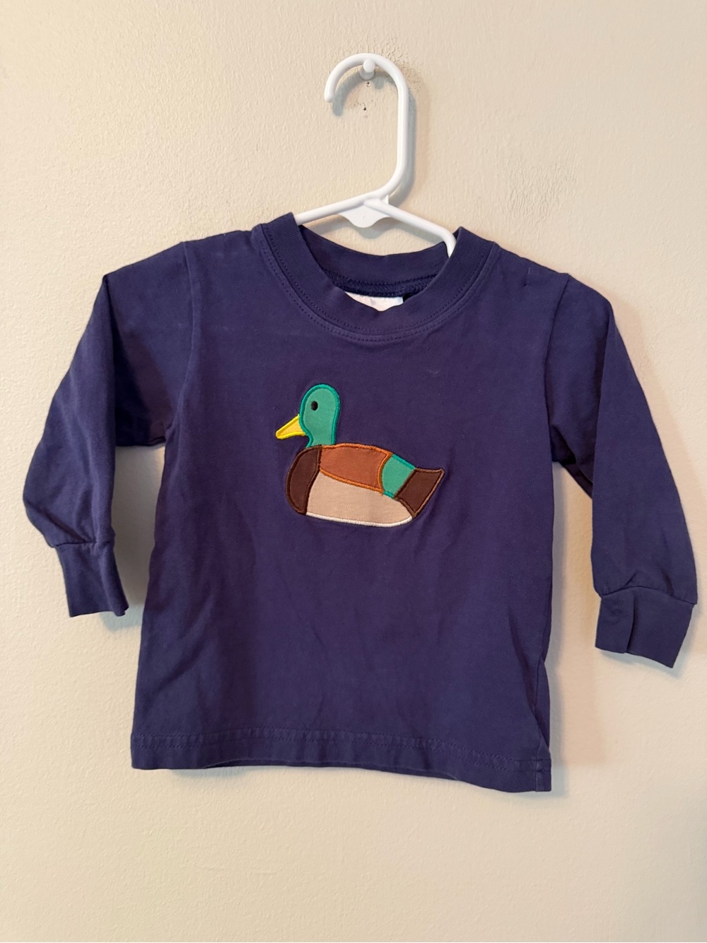 Little English Navy Long-Sleeve Tee with Colorful Duck Applique